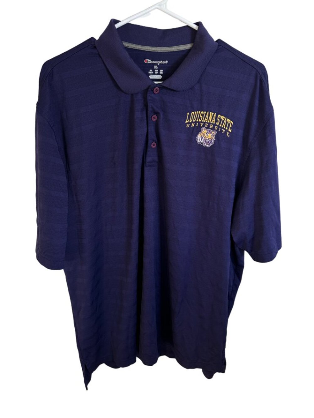 LSU Tigers Purple Polo Shirt With Embroidered Logo (Size XL)